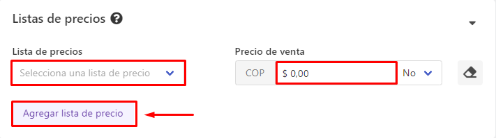 Listas de precios