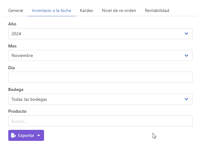 Inventario a la fecha demo