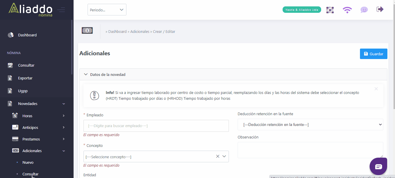 Guardar bonificación