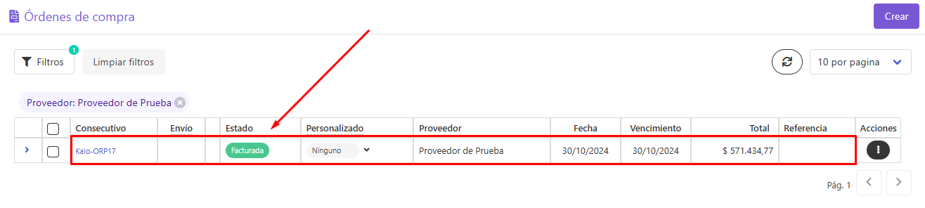 Estado facturada