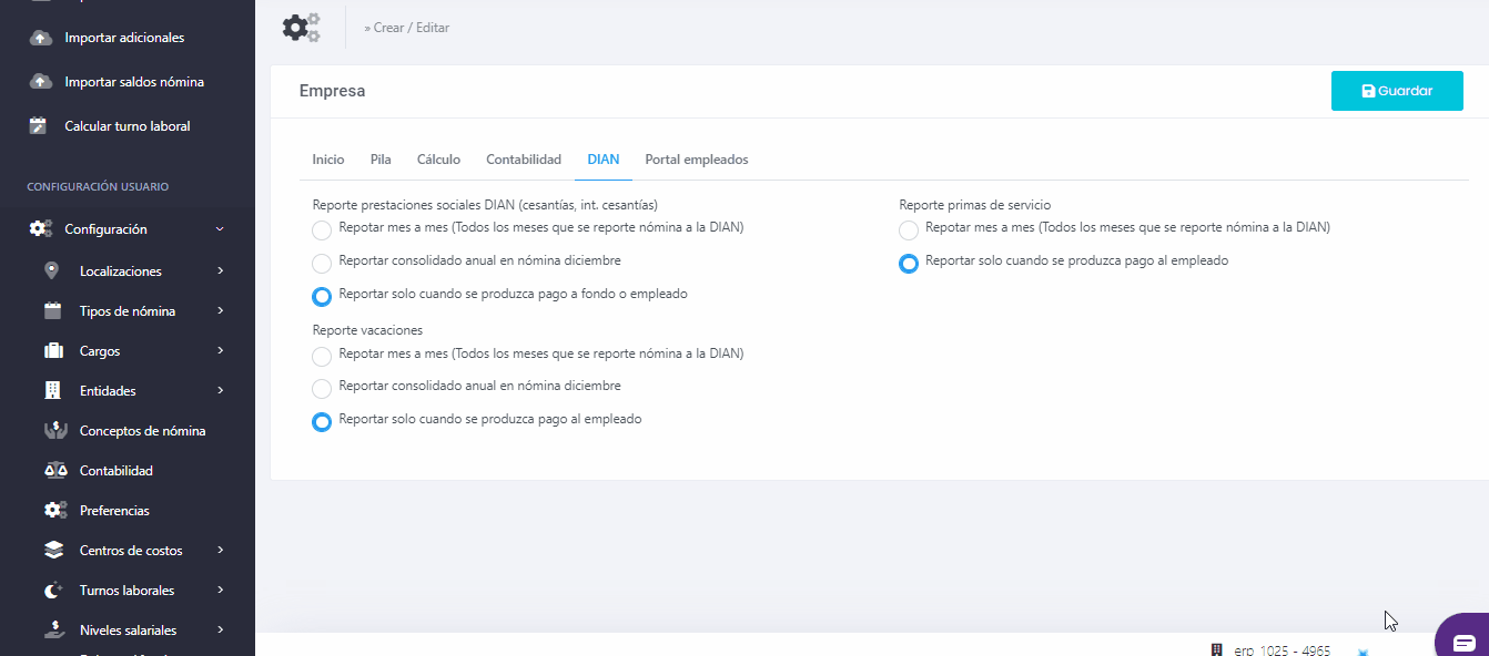 gif configurar reporte DIAN