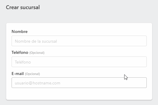 Datos básicos de sucursal