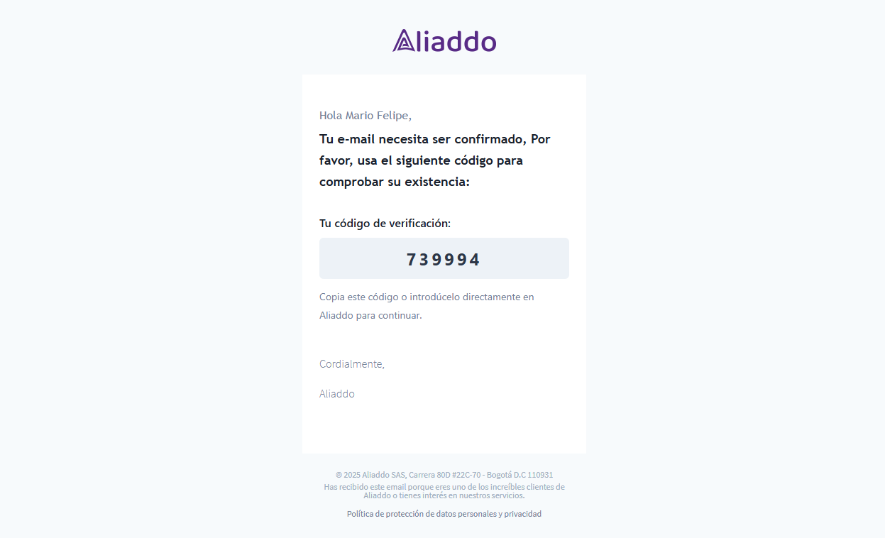 Ingresar código correo