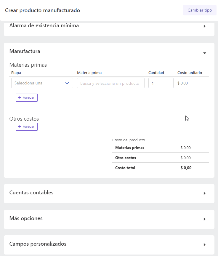 Sección manufactura