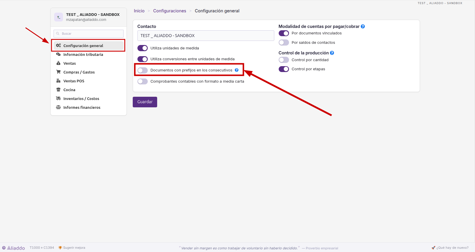Opción Documentos con prefijos en los consecutivos