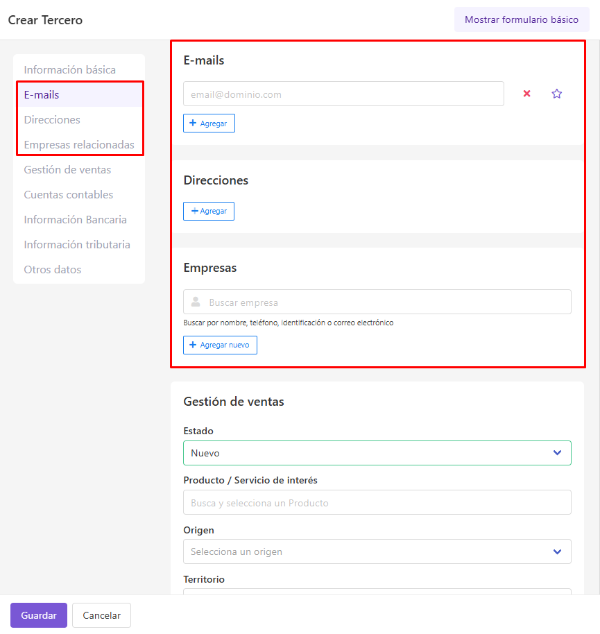 E-mails y direcciones