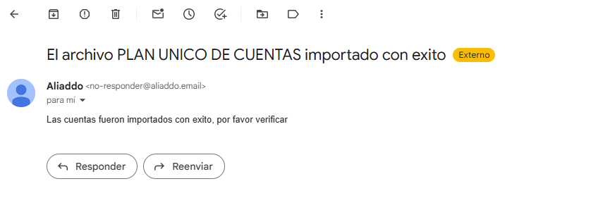 Notificación de importación
