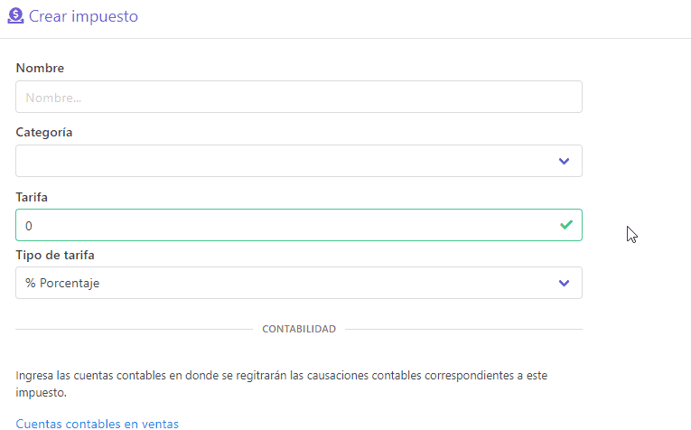 Configurar impuesto
