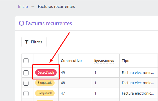 Estado desactivada