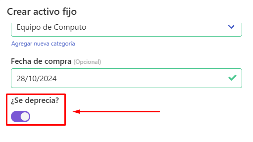 Check depreciación