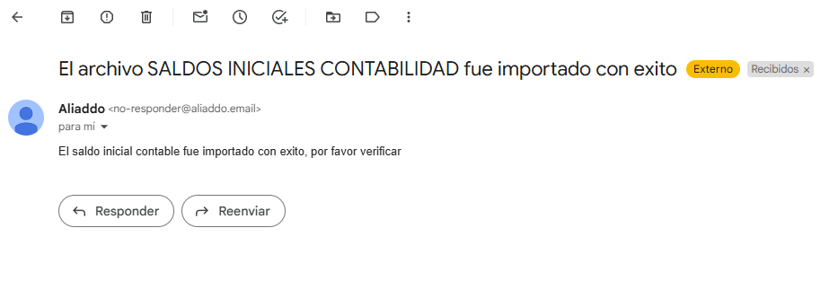 Notificación de importación