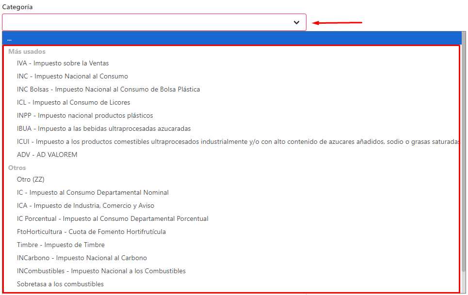 Nombre y categoría
