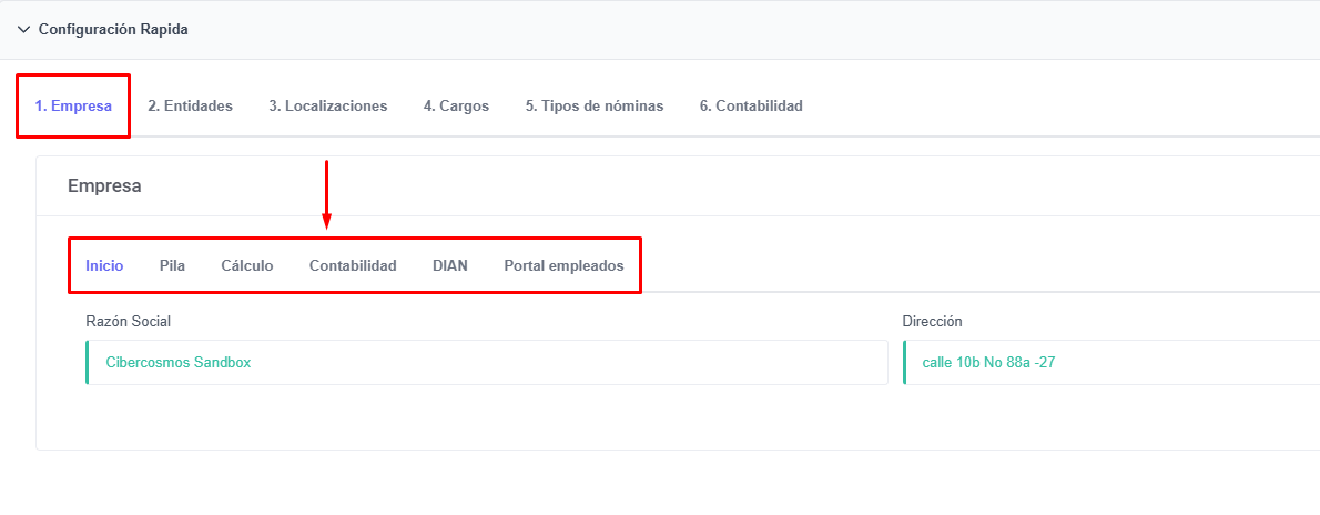 imagen secciones configuración