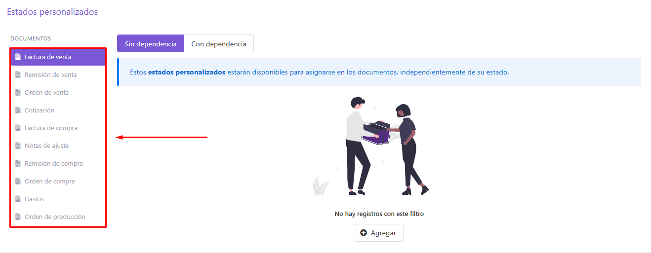 Seleccionar tipo de documento