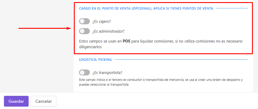 Cargo en POS