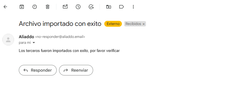 Notificación importación