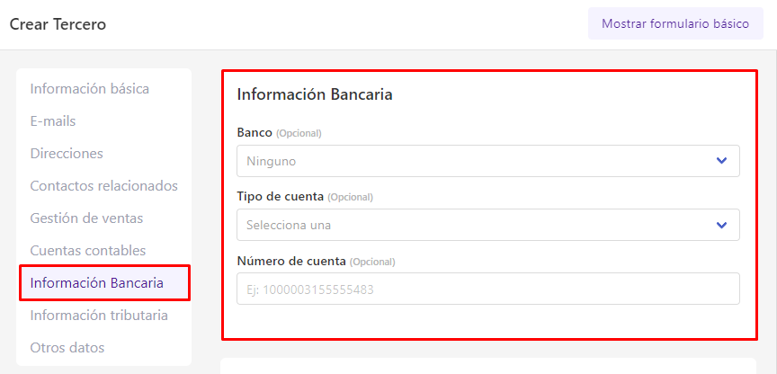 Información bancaria
