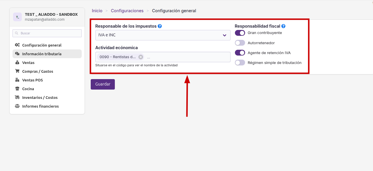 Formulario de información tributaria diligenciado