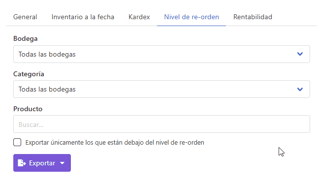 Nivel reorden demo