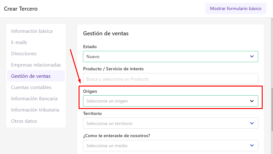Fuentes en cliente potencial