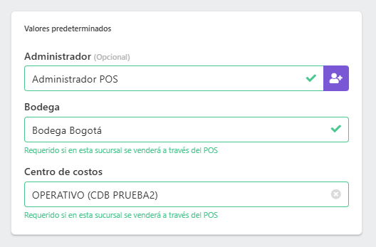 Valores predeterminados