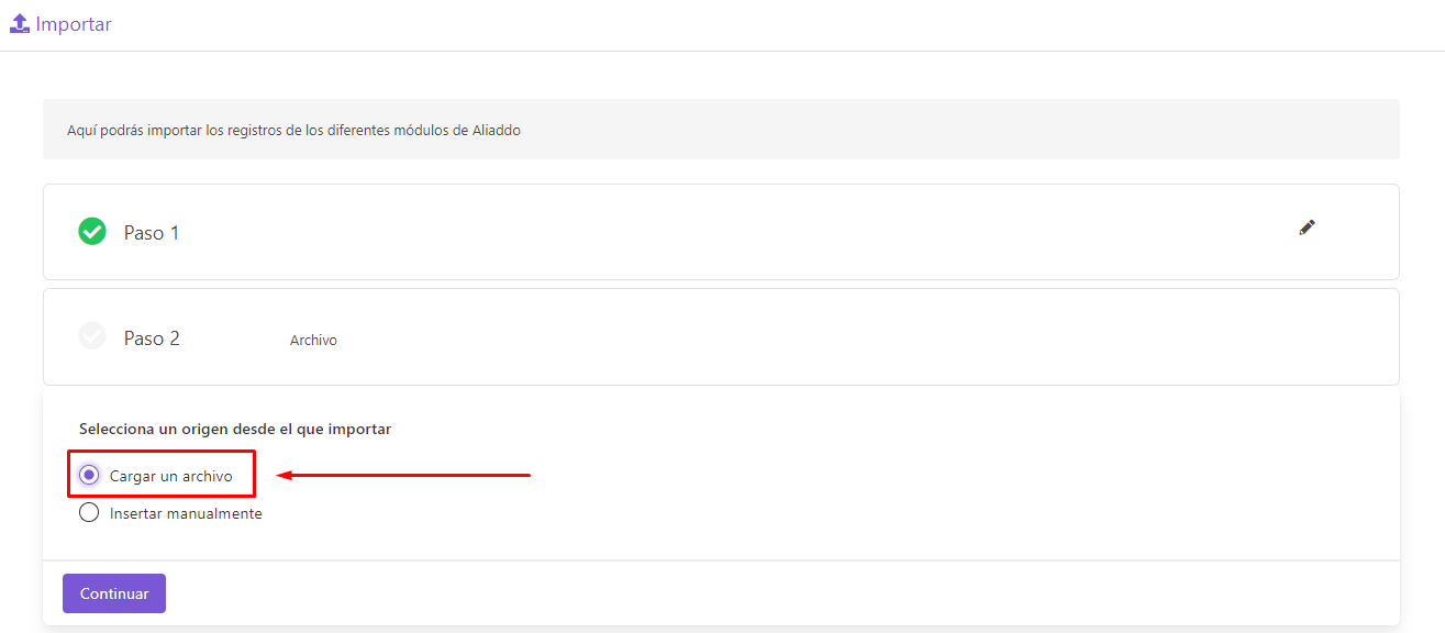 Paso 2 importar