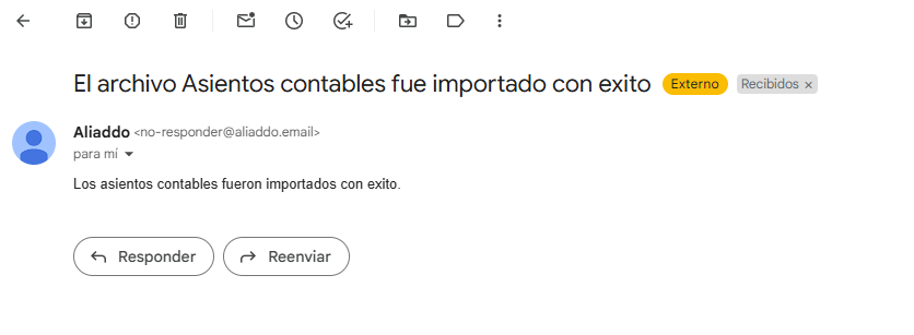Notificación de importación