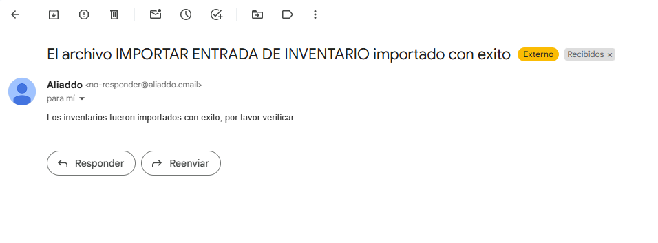 Notificación de importación