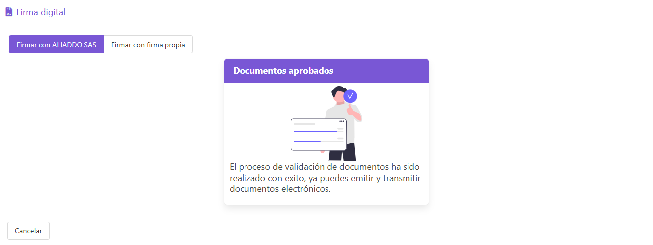 Mensaje de carga exitosa