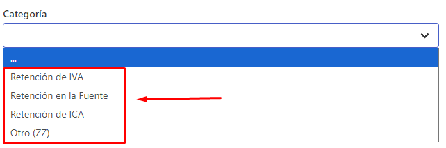 Nombre y categoría retención