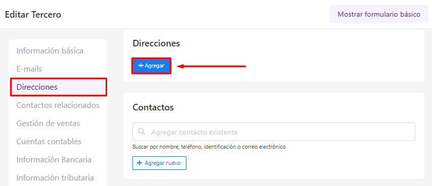 Agregar dirección