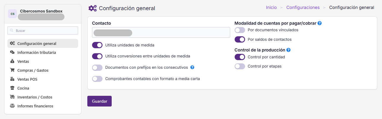 Configuración General