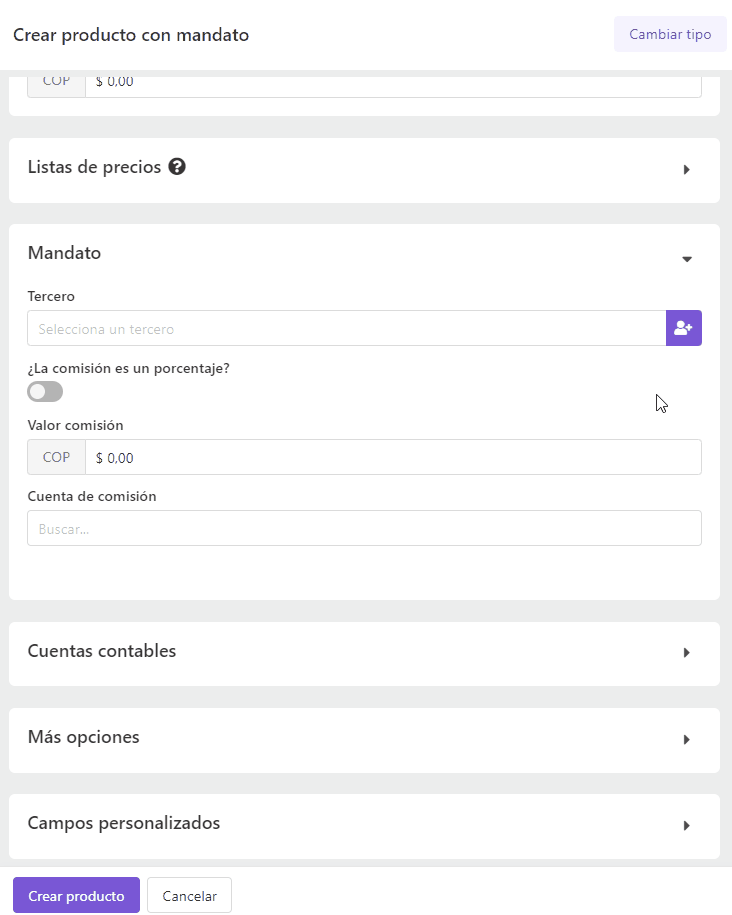 Configurar mandato