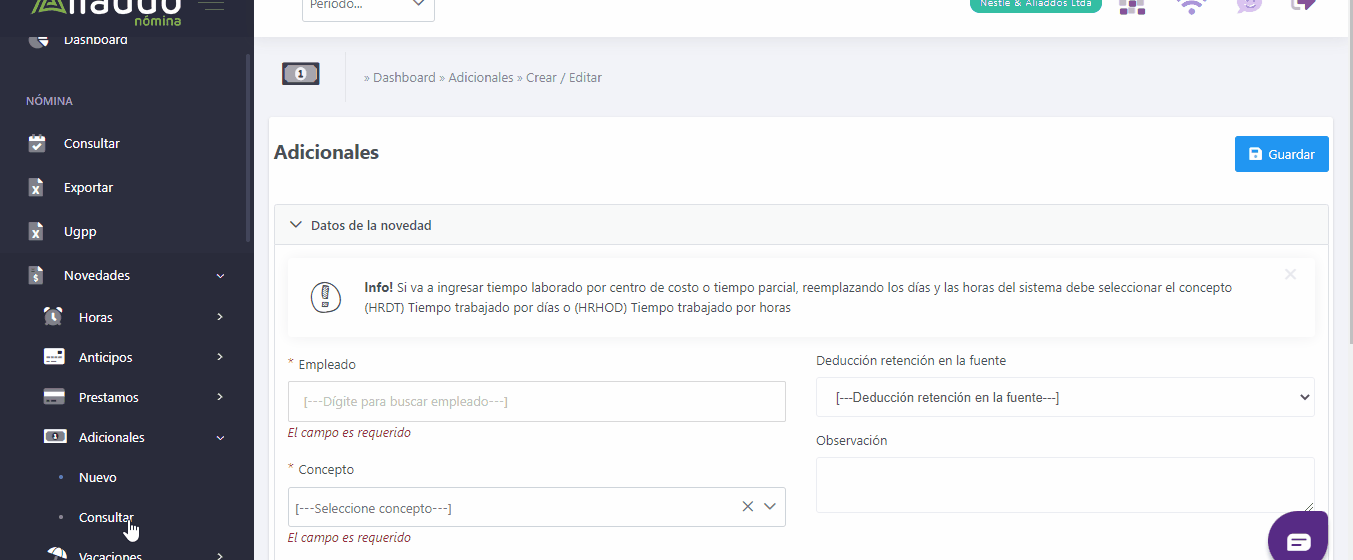 Registro de auxilio