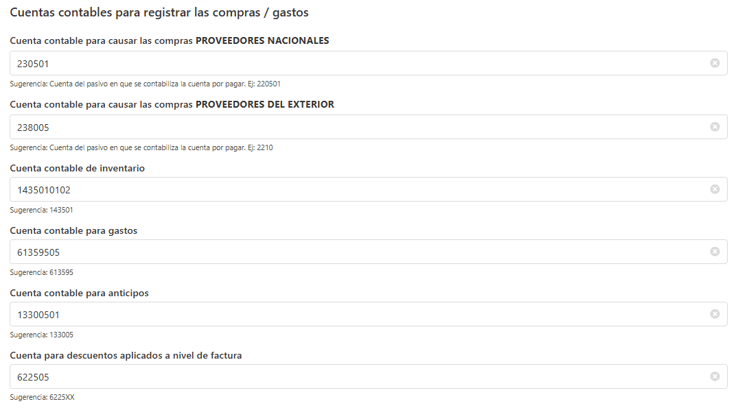 Cuentas para compras